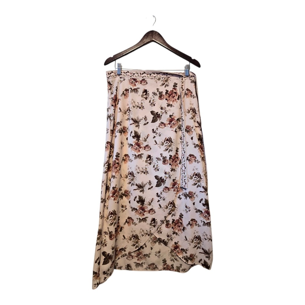 Max Studio Floral Wrap Skirt Women's SM Tulip Hem Lined Boho Cottagecore Fairy